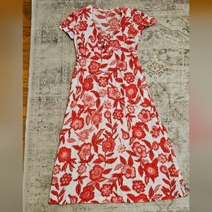 Boden Floral Linen Midi Dress | Size 8P | Summer Dress | Wedding